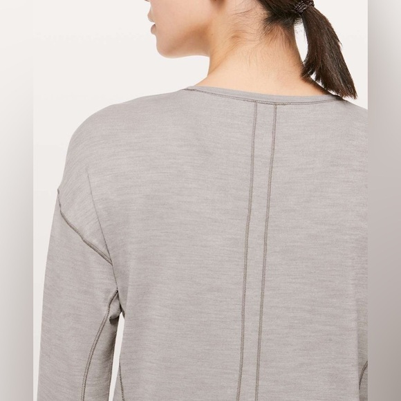 Lululemon Sweat Embrace Long Sleeve, Heathered Dark Chrome, Size 8 - Picture 2 of 11